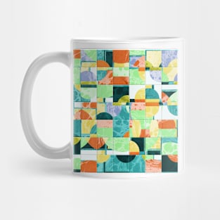Abstract Mid Century Circles Pattern Resquared in Marbled Paper Mug